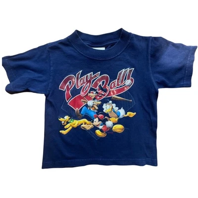 Camiseta de béisbol vintage Disney Play Ball XXS Mickey Goofy Donald años 90 Foto 1 de 4
