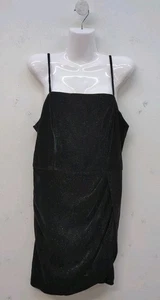 Crystal Doll Straight Neck Sleeveless Bodycon Mini Dress Size 15 Pure Black - Picture 1 of 8
