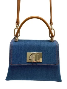 Mini bolso de hombro usado FURLA 1927 WB00109 asa superior índigo liso envío gratuito JPN - Imagen 1 de 12