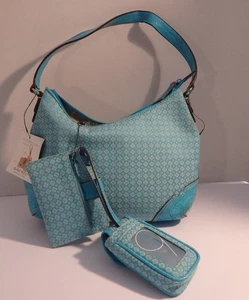 Nine West NWT Blue Purse Shoulder Bag Coin Purse Cell Phone Case Teal/Aqua - Picture 1 of 5