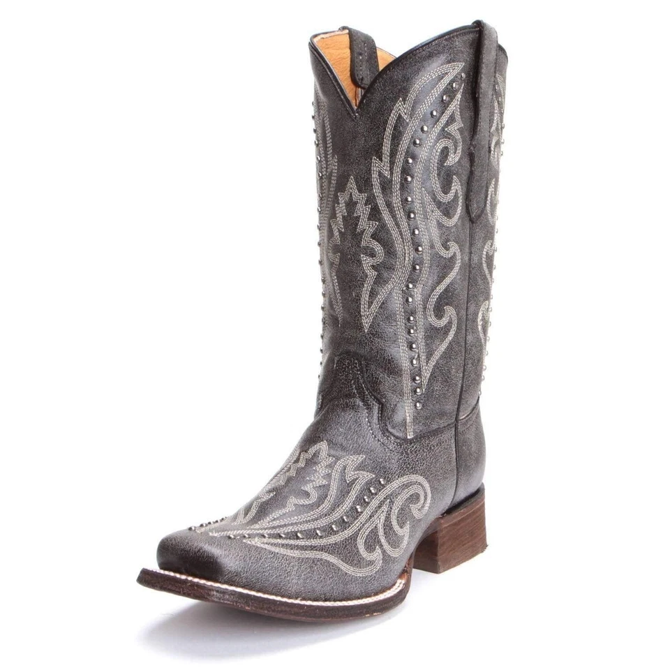 Bota Western Corral Niños Negro Bordado Tachuelas E1199 Foto 1 de 4