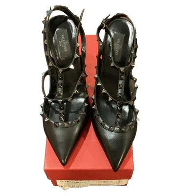 Valentino Garavani Women’s Black High Heel Rock stud Shoes 100MM 42 - Image 1 of 3
