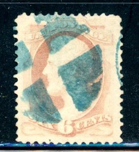 US Scott # 186 - Used - Rare Blue Crossroad Cancel - CV=$23.00        (26-C253) - Picture 1 of 2