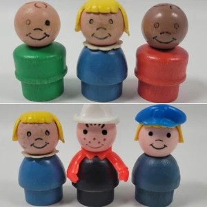 Vintage Fisher-Price Holz Little People Lot Feuerwehr Polizei Jungen Mädchen 70er Jahre - Bild 1 von 9