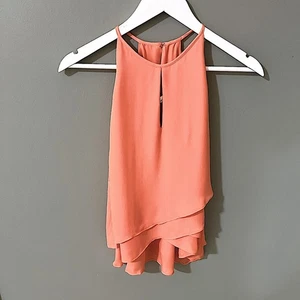 Parker blusa donna smanicata a strati in seta colore pesca taglia small - Foto 1 di 5