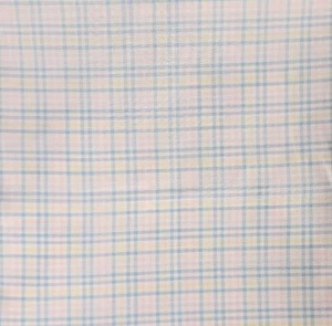 Vtg Pastel  Poly Cotton Plaid Fabric 2 Yards Spring Easter White Blue Pink - Picture 1 of 7