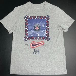 Nike Paris Saint-Germain PSG Men's Medium Just Do It Heather Gray Tee T-shirt - Picture 1 of 5