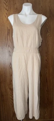 Mono de algodón FLAX holgado mameluco mono pequeño tostado Lagenlook Foto 1 de 4