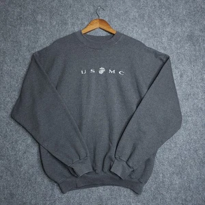 Vintage Hanes USMC Pullover Sweater Herren XL grau Rippbündchen bestickt Marines - Bild 1 von 9