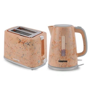 GEEPAS Skye Collection 1.7L Kettle & 2 Slice Bread Toaster Combo Set, Cream - Picture 1 of 12