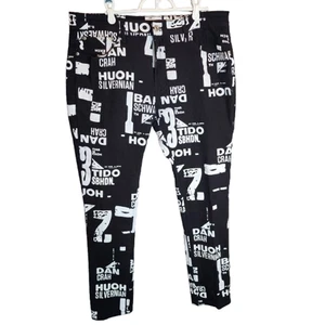 Biepa Jeans Men's Black Denim Fashion Graffiti Style Jeans Size 38 Pants - Picture 1 of 10