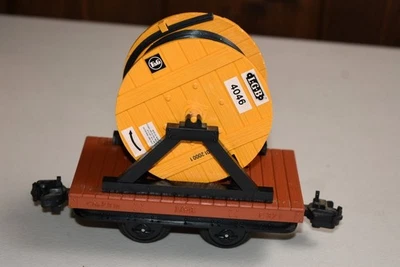 Juego de ruedas de metal acopladores de nudillos amarillos escala G-LGB Flat Car con carrete de cable Foto 1 de 4