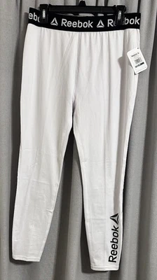 Reebok Men’s XL Compression Tights, Rash Guard, Moisture Wicking, White - Image 1 of 4