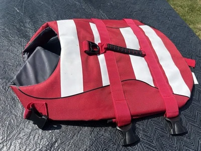 Dog Life Jacket Red and White Stripe Large Dog Life Vest - Image 1 of 2