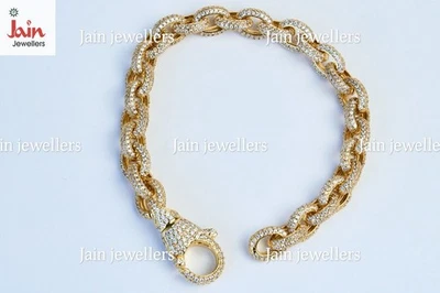 6 - 10 Ct G-H/SI Real Natural Round Cut Diamonds Men's Bracelet 18 Kt Gold - Image 1 of 4