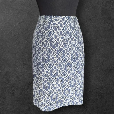 Falda halógena para mujer azul marino con encaje marfil floral 6 Foto 1 de 4