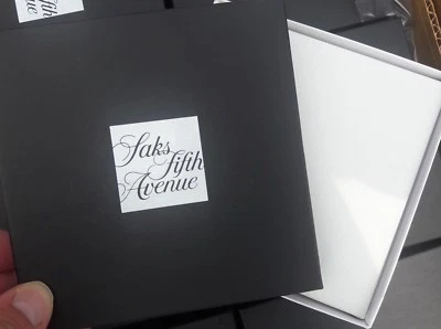 Saks Fifth Avenue Empty Gift Box With Insert 5" X 5" BRAND NEW Black & White