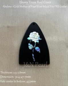 Abalone+Gold MOP Rose Inlaid Ebony Truss Rod Cover For PRS Style Guitars,1pc - Picture 1 of 2