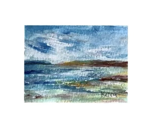 Aceo By Kenna Art Card Editions & Originals Painting Sea Seascape 2.5” X 3.5 - Picture 1 of 2