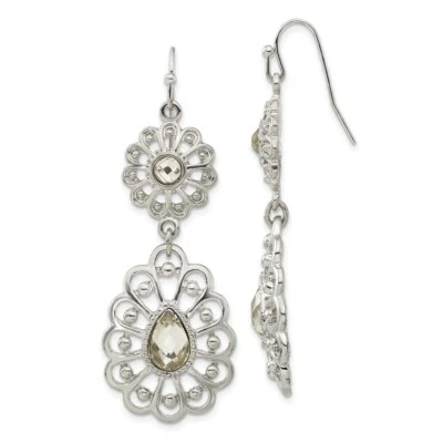 Pendientes de gancho colgantes de pastor de cristal en tono plata 1928 Foto 1 de 3