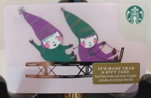 STARBUCKS CARD 2018 "KIDS SLEDDING" MINT~ NO VALUE~ A BEAUTY~GREAT COLORS - Picture 1 of 3
