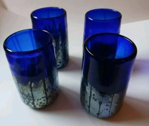 Vintage Handblown Cobalt Blue Hand Blown Tumblers - Picture 1 of 5