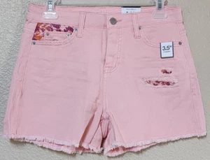 Time And Tru Damen hoch geschnitten ausgefranste Shorts pink koralle 3,5" Schrittlänge Größe 2 NEU - Bild 1 von 6
