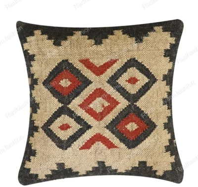 Funda de cojín india hecha a mano para salón dormitorio 18x18" fundas de cojín de yute Foto 1 de 3