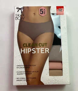 Black Bow Ladies' 5-Pack Clean-Cut Stretchy Hipster Panties, Multicolor, Size M - Picture 1 of 6