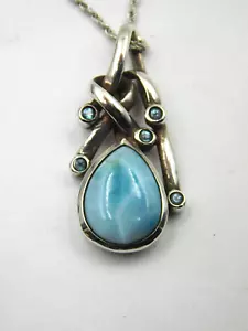 Marahlago Sterling Silver Larimar & Blue Topaz Pendant Necklace - Picture 1 of 7