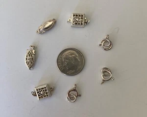 925 Sterling Silver Clasps Jewelry Making Lot of 7 Box Ring Fish Hook New - Picture 1 of 4