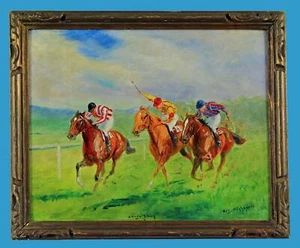 Eugène Péchaubès (Pantin 1890-1967 Paris) Longchamp Öl/Malkarton um 1920/30 - Imagen 1 de 5