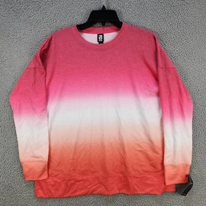 ID Ideology Dip-Dye Crewneck Top Women's M Fiery Pink Striped Long Sleeve - Picture 1 of 13