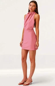 Finders Keepers Womens Pink Mini Dress High Neck Zip Closure RRP £135 - Picture 1 of 17