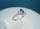 14KT White Gold Natural Oval Cut Blue Sapphire Diamonds .81 TCW Ring 6.25