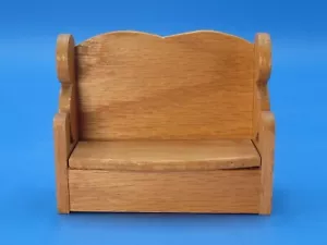 OOAK Solid Oak Lift Seat Doll Bench by Artisan Mark Aye with 3 Pillows for Hitty - Picture 1 of 21