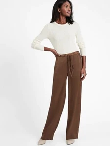 NEW Banana Republic Womens Elegant Wide Leg Satin Drawstring Pants Brown XS NWT - Picture 1 of 6