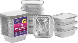 Disposable Tin Foil Pans With Lids - 50 Count, Perfect For Meal Prep/Baking - Picture 1 of 5