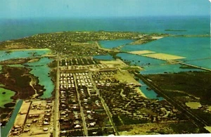 Chrom Postkarte Key West Fl, Luftbild südlichste Stadt USA - Bild 1 von 2
