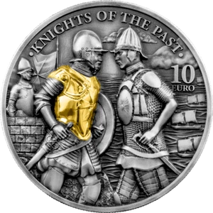 Moneda de plata en alto relieve de plata Malta 2022 10 € Knights of the past 2 oz - Imagen 1 de 5