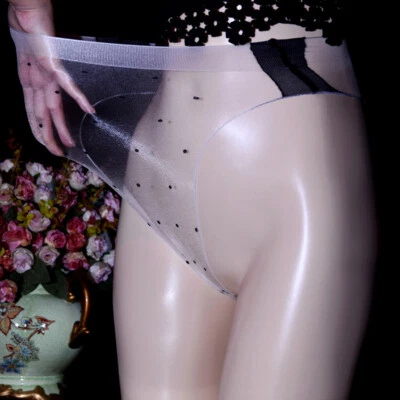 Plus Size Womens See Through Oil Shiny Glossy Briefs Underwear Panties Knickers. - Image 1 of 4