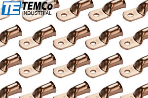 50 Lot 4/0 5/16" Hole Ring Terminal Lug Bare Copper Uninsulated AWG Gauge
