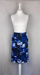 Kenzo Jeans Vintage Mesh Skirt Blue Abstract Print Y2K Aesthetic, Size M - Picture 1 of 24