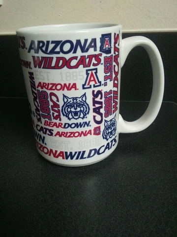 Arizona Wildcats Sports 14oz. Ceramic Coffee Mug White Cover