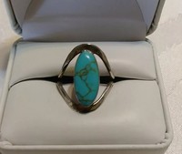 VINTAGE STERLING SILVER TURQUOISE STONE RING SIZE 8 925 MEXICO 