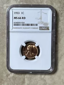 1953 1C NGC MS 66 RD NGC PRICE GUIDE $170 - Picture 1 of 4