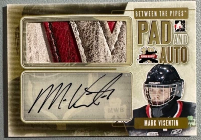 MARK VISENTIN 2011-12 ITG Between the Pipes Game-Used Pad Autograph Print Run 5 - Image 1 of 3