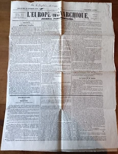 Vieux Journal - L'EUROPE MONARCHIQUE - Journal Parlementaire 1839 - 3ème Année - Imagen 1 de 2