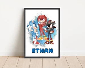 Sonic, Knuckles & Shadow Impresión Personalizada Dormitorio Pared Art Impresión Solo A3 - Imagen 1 de 2