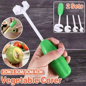 2Pcs Fruit and Vegetable Spiral Cutter Corer Drill Spiralizer Kitchen Tool Set - Picture 1 of 15
